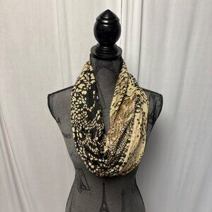 Animal Print Infinity Scarf Lightweight Brown Black Classic Earthy Safari